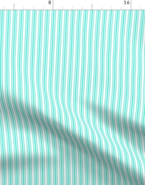 Classic Small Aqua Gift Box Pastel Aqua French Mattress Ticking Double Stripes Fabric