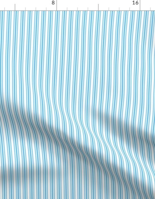 Classic Small Blue Sky Pastel Blue French Mattress Ticking Double Stripes Fabric