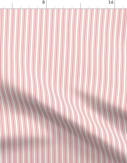 Classic Small Coral Rose Pastel Coral French Mattress Ticking Double Stripes Fabric