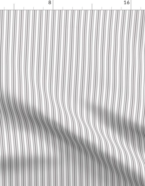 Classic Small Grey Dovecote Pastel Grey French Mattress Ticking Double Stripes Fabric