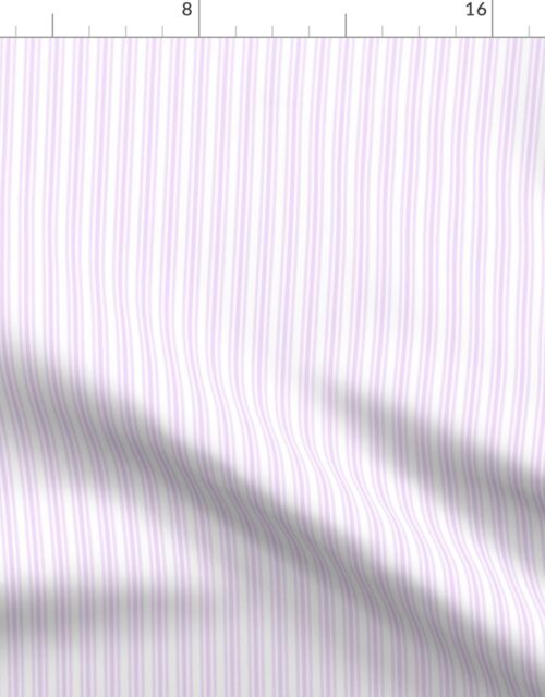 Classic Small Orchid Lilac Pastel Pale Purple French Mattress Ticking Double Stripes Fabric