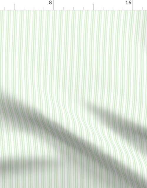 Classic Small Spearmint Mint Pastel Green French Mattress Ticking Double Stripes Fabric