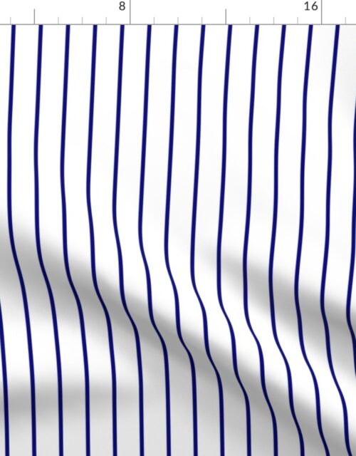 Classic wider 1 Inch Navy Blue Pinstripe on a Blue Background Fabric