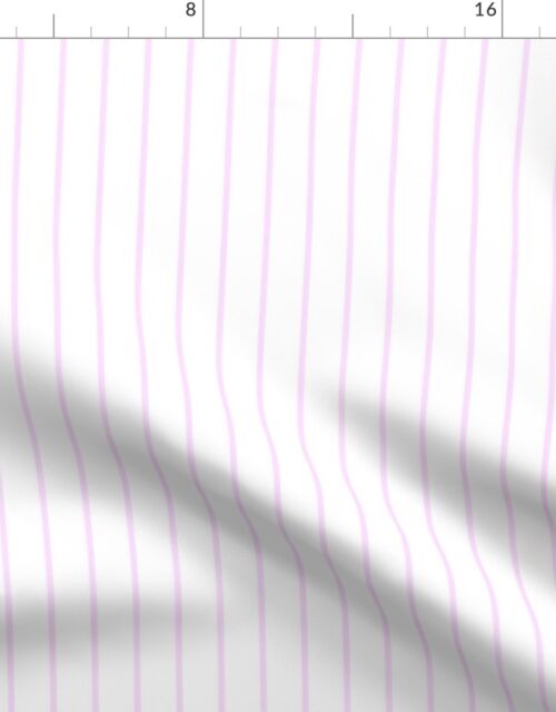 Classic wider 1 Inch Pale Pink Cotton Candy Pinstripe on a White Background Fabric