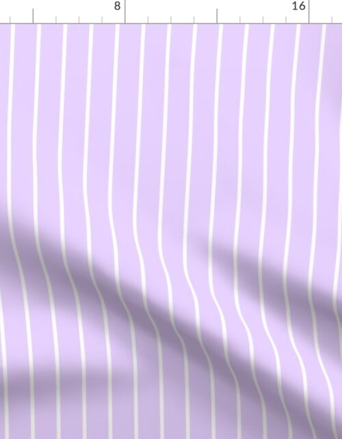 Classic wider 1 Inch White Pinstripe on a Pale Lilac Background Fabric