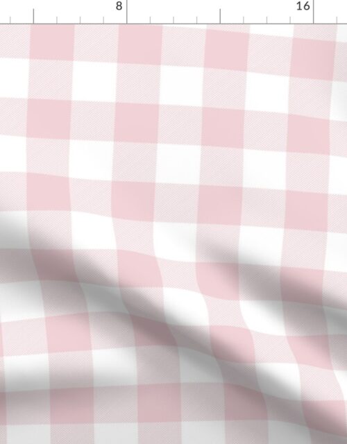 Cloud White and Dawn Pink Check Gingham Plaid Fabric