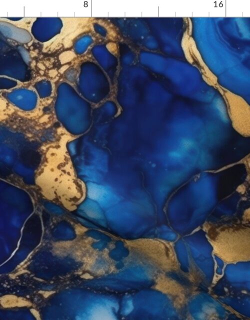 Cobalt Blue and  Gold Alcohol Ink 1 Fabric