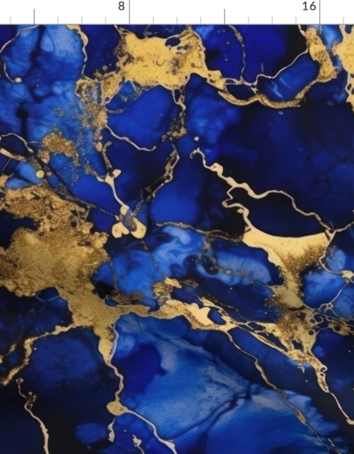 Cobalt Blue and  Gold Alcohol Ink 3 Fabric
