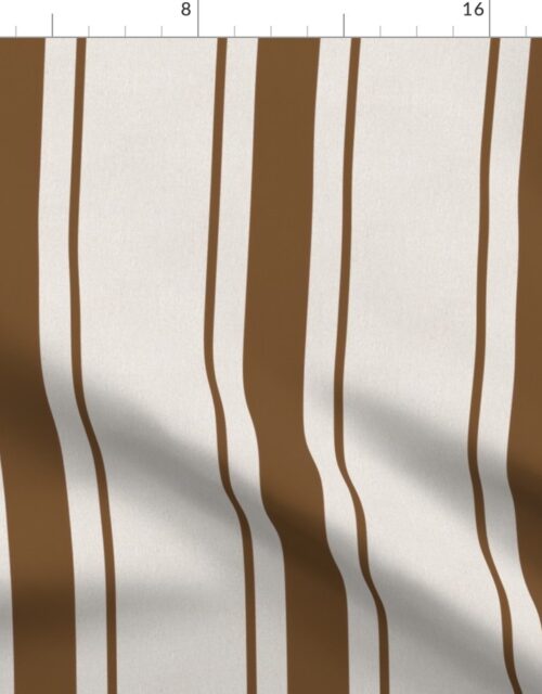 Coffee Brown Antique Vintage Mattress Ticking Stripe on Cream Fabric