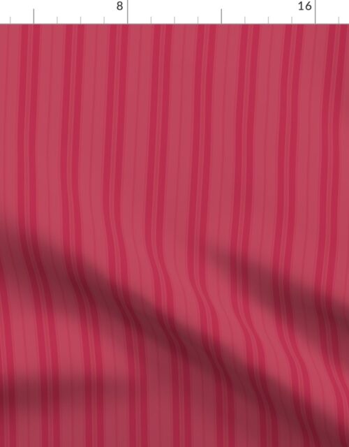 Color of the Year Viva Magenta with Faded Magenta Vertical Mattress Ticking Stripes Fabric