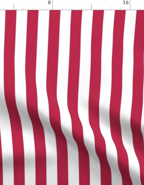 Color of the Year Viva Magenta with White Vertical 1 inch Beach Hut Stripes Fabric