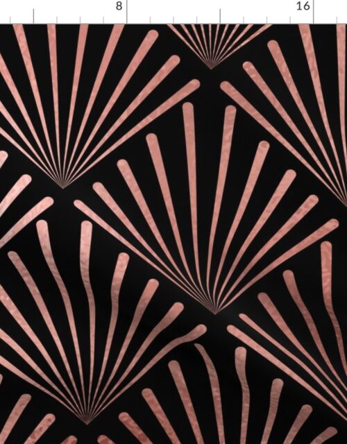 Copper Rose Gold and Black Jumbo Art Deco Palm Fronds Fabric