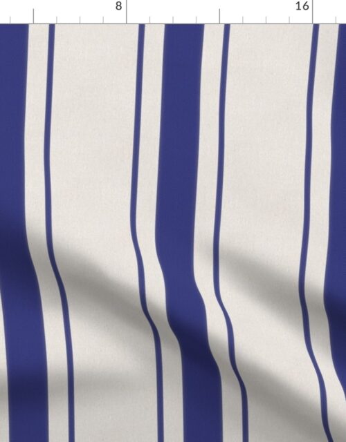 Cornflower Blue Antique Vintage Mattress Ticking Stripe on Cream Fabric