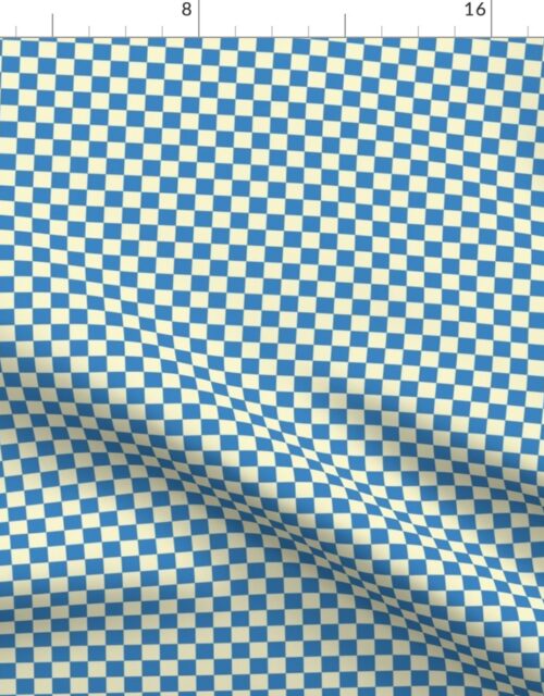 Cornflower Blue and Cream Checkerboard Squares Fabric