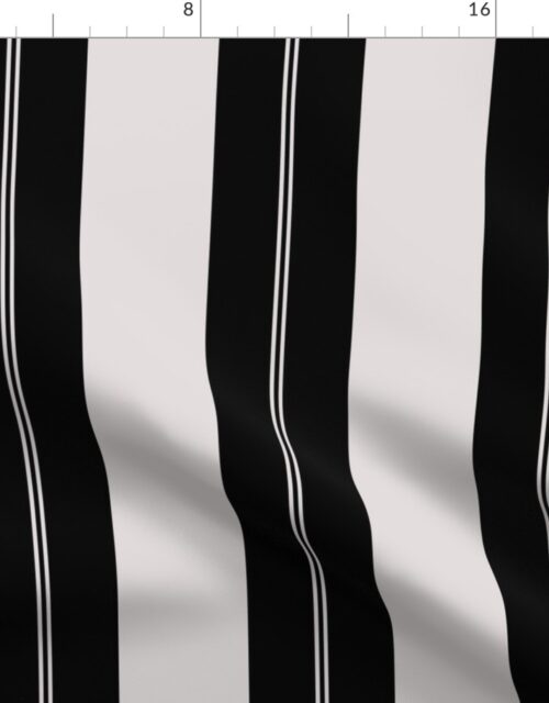 Cream White and Jet Black Cabana Beach Lined Stripes Fabric