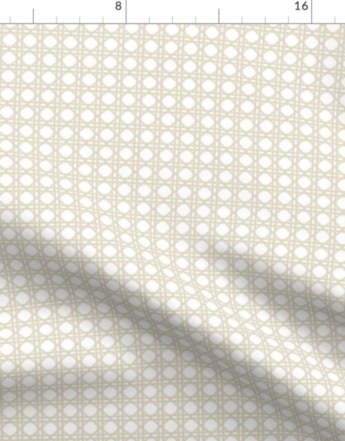 Cream on White  Rattan Caning Pattern Fabric