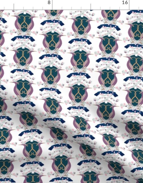 Crest with Cranes in Lavender Blue Fabric