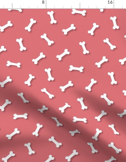 Cute White 3D  Cartoon Dog Bones On Watermelon Background Fabric