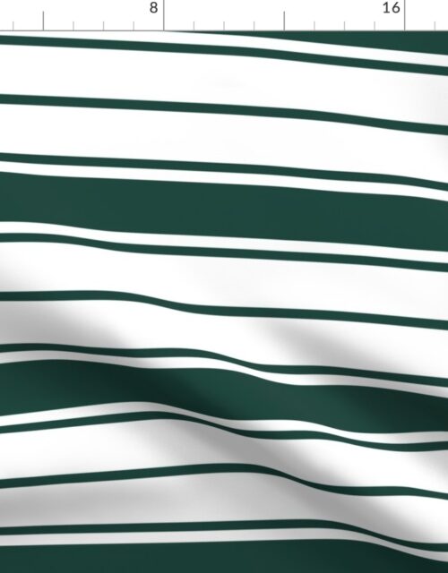 Cypress Green and White Horizontal French Stripe Fabric
