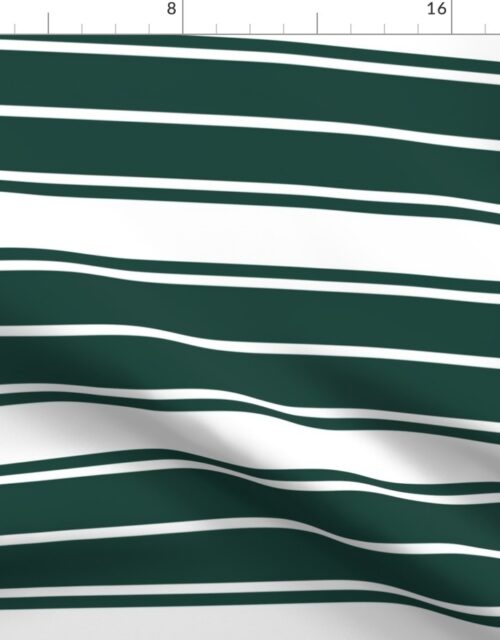 Cypress Green and White Horizontal French Stripe Fabric