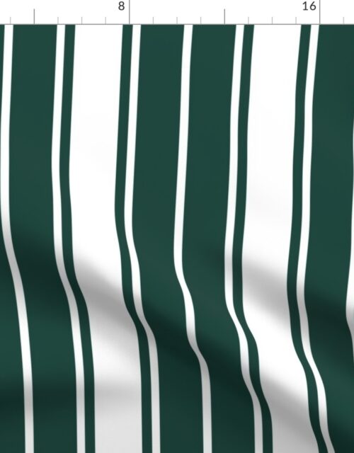 Cypress Green and White Vertical French Stripe Fabric