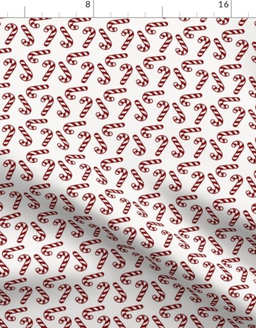 Dark Christmas Candy Apple Red Candy Canes on White Fabric