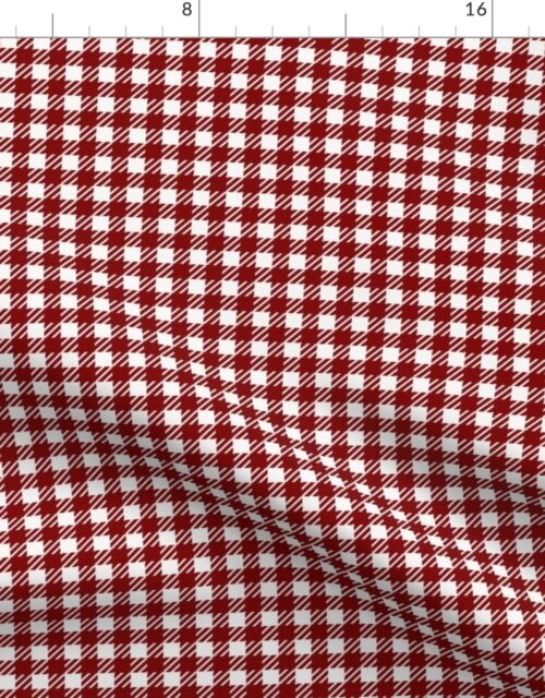 Dark Christmas Candy Apple Red Gingham Plaid Check Fabric