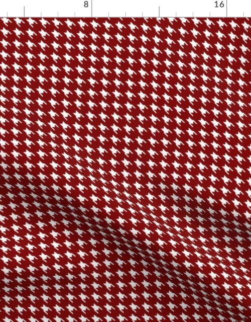 Dark Christmas Candy Apple Red Houndstooth Check Fabric