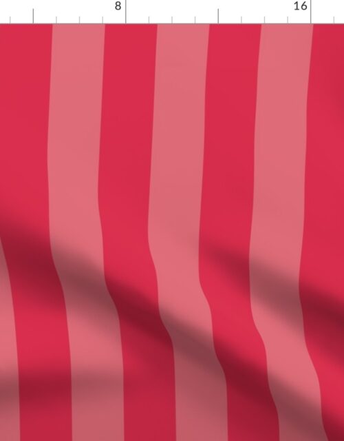 Dark Pink and Faded Dark Pink 2 Inch Vertical Cabana Stripes Fabric