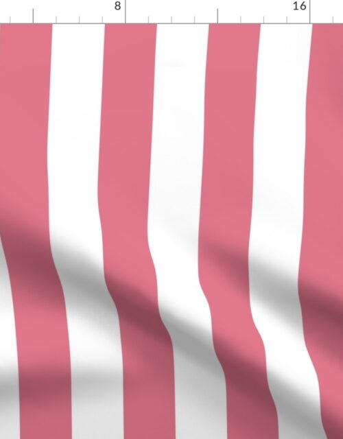 Dark Pink and White 2 Inch Vertical Cabana Stripes Fabric