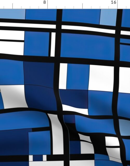 De Stijl Geometric Color Pattern in Blue Fabric