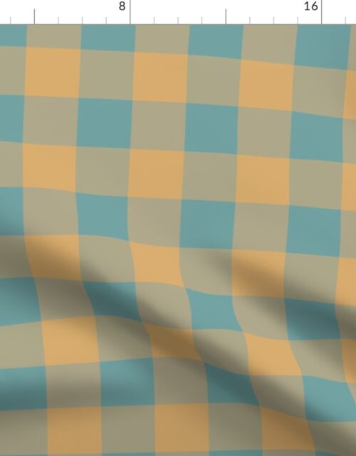 Delaware State Colonial Blue and Buff Gingham Check Fabric