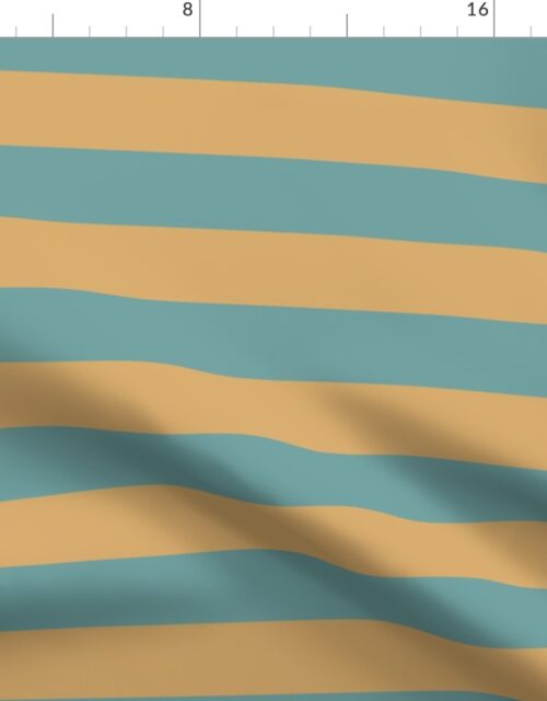 Delaware State Colonial Blue and Buff Horizontal Stripes Fabric