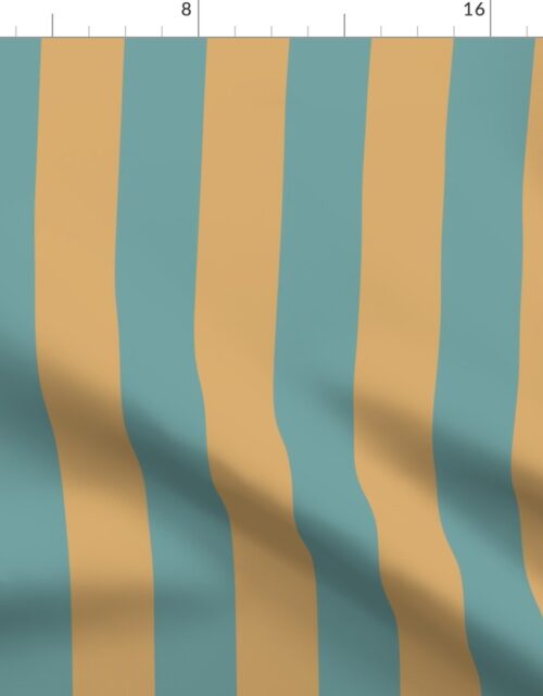 Delaware State Colonial Blue and Buff Vertical Stripes Fabric
