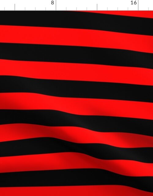 Devil Red and Black Horizontal Witch Stripes Fabric