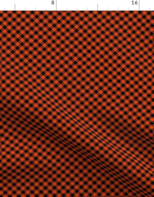Diagonal Orange and Black Mini 1/4 Inch Buffalo Checks Fabric