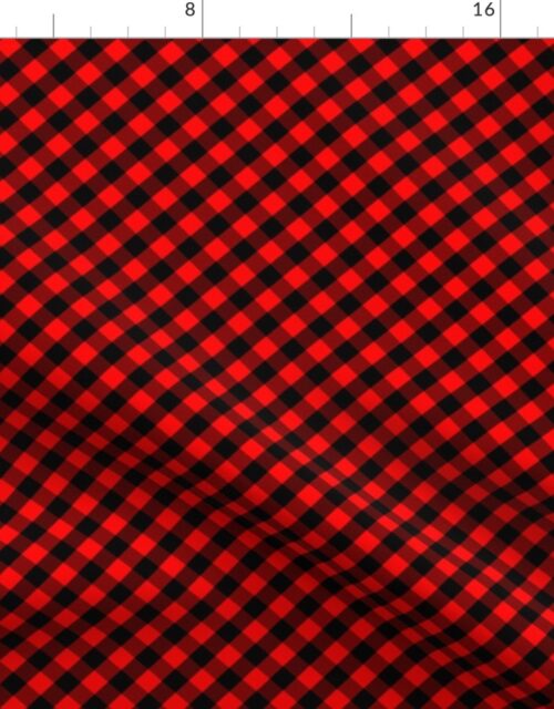 Diagonal Red and Black Mini 1/2 Inch Buffalo Checks Fabric