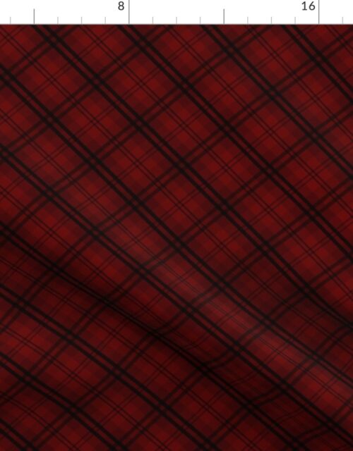 Diagonal Tartan Check Plaid in Christmas Red with Christmas Blue Fabric