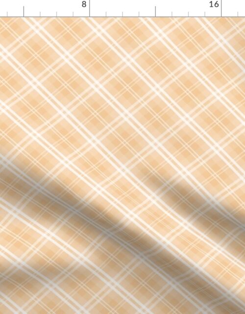 Diagonal Tartan Check Plaid in Pastel Peachy Orange with White Lines Fabric