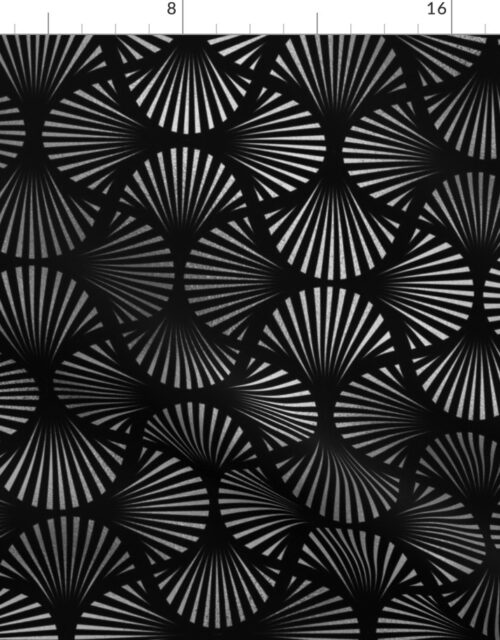 Diamond Chevrons in Black and Silver Vintage Faux Foil Art Deco Vintage Foil Pattern Fabric