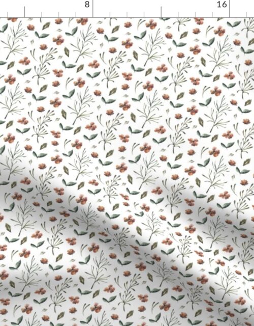 Ditsy Sienna and Moss Flowers and Vines Fabric