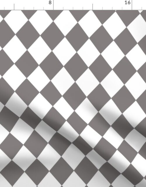 Dovecote Grey Small Modern Diamond Pattern on White Fabric