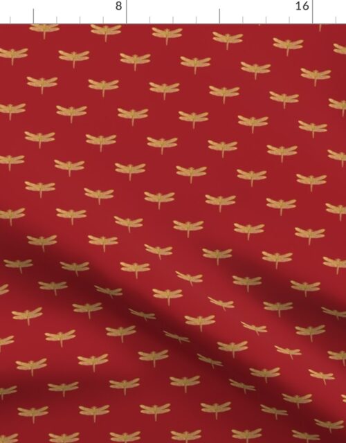 Dragonflies on Scottish Fraser Tartan Scarlet Red Fabric