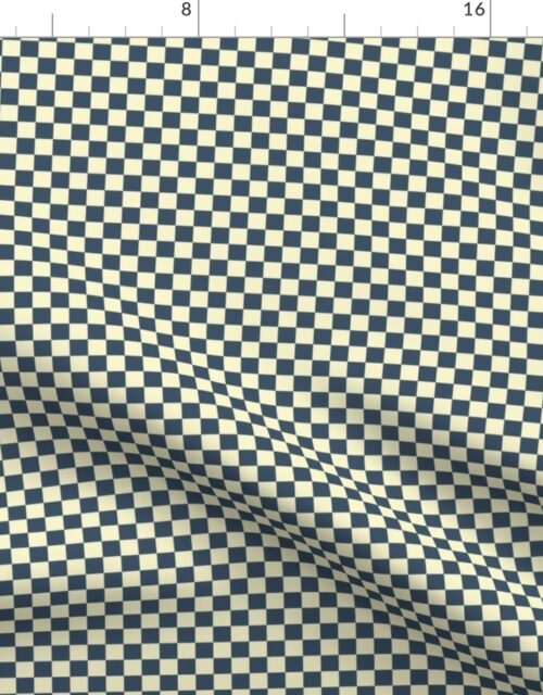 Dusky Blue and Cream Checkerboard Squares Fabric