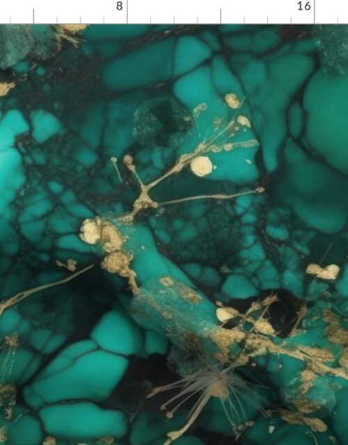 Emerald and Gold Alcohol Ink 1 Fabric