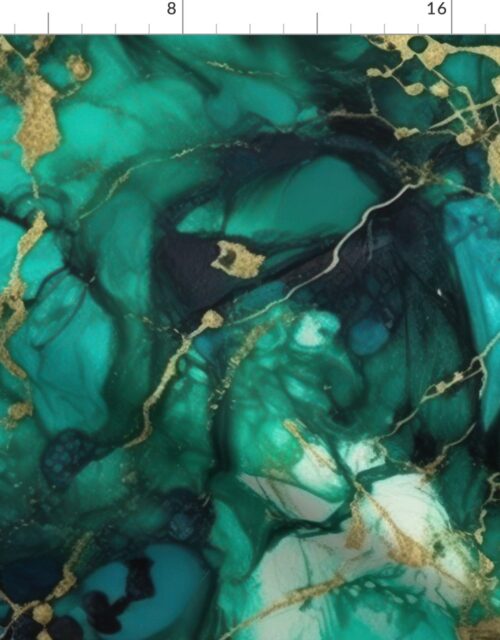 Emerald and Gold Alcohol Ink 2 Fabric
