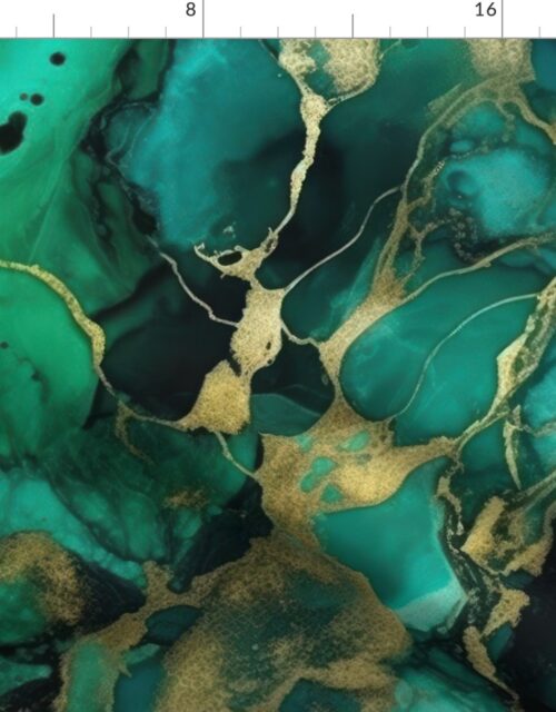 Emerald and Gold Alcohol Ink 4 Fabric
