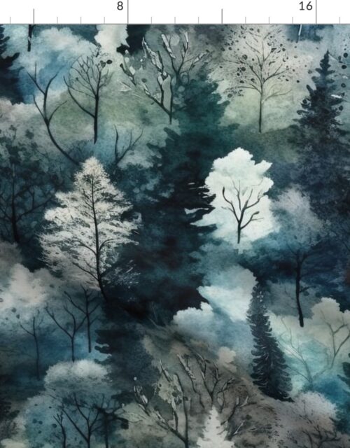 Endless Winter Tree Dreamscape Trees in Misty Forest Fabric