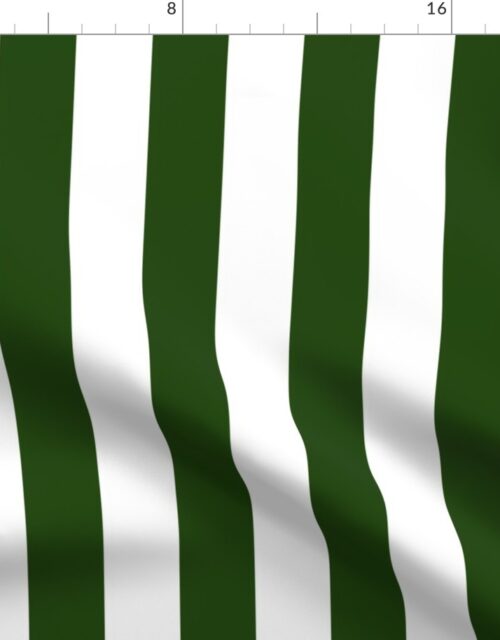 Evergreen and White 2 Inch Vertical Cabana Stripes Fabric