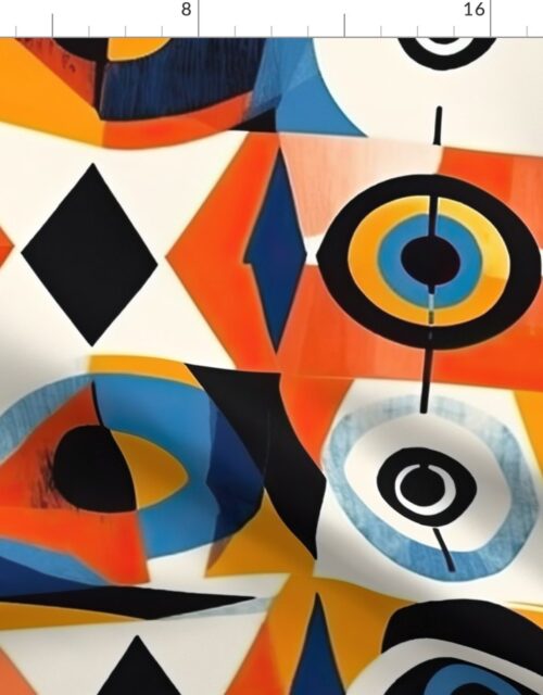 Evil_Eye in Geometric Pattern of Bright Colors Fabric